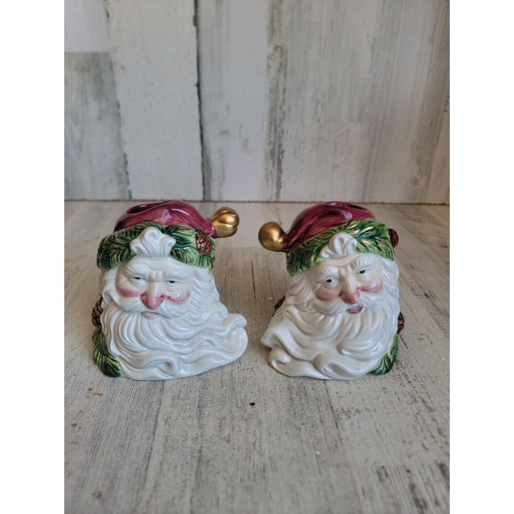 Santa candle‎ stick holder face ceramic xmas home decor